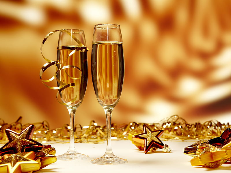 New year, champagne, happy, HD wallpaper