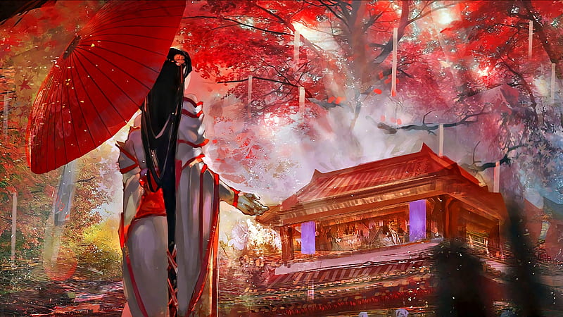 Shinto Shrine, religion, fantasy, eastern, women, HD wallpaper