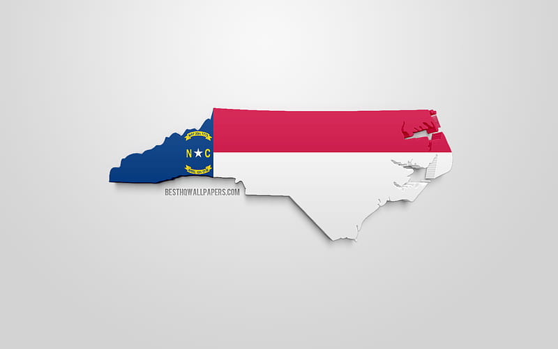 3d flag of North Carolina, map silhouette of North Carolina, US state, 3d art, North Carolina 3d flag, USA, North America, North Carolina, geography, North Carolina 3d silhouette, HD wallpaper