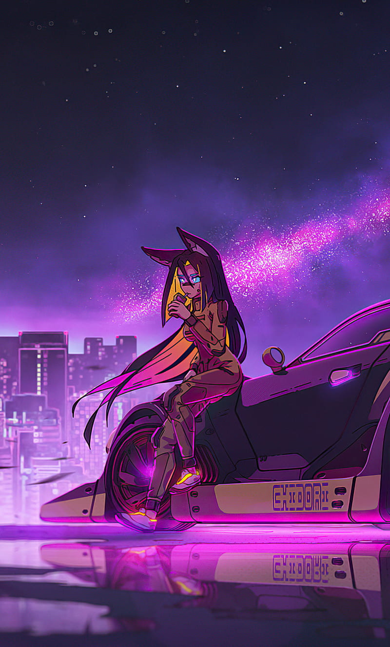 cyberpunk beautiful purple wallpaper for cell phone