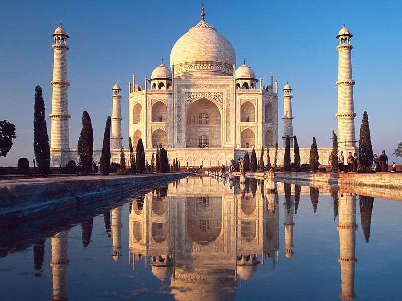 Taj Mahal on a Sunny Day!, mystical, monument, taj mahal, india, reflection, agra, shah jalal, HD wallpaper
