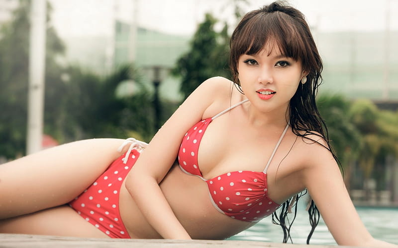 Gorgeous Asian Girl, cute, girl, asian, gorgeous, bikini, HD wallpaper