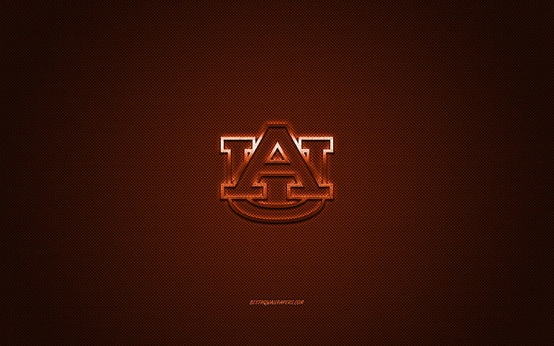 Auburn Tigers logo, American football club, NCAA, orange logo, orange carbon fiber background, American football, Auburn, Alabama, USA, Auburn Tigers, HD wallpaper
