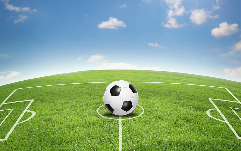 Soccer, football, ball, grass, sport, HD wallpaper
