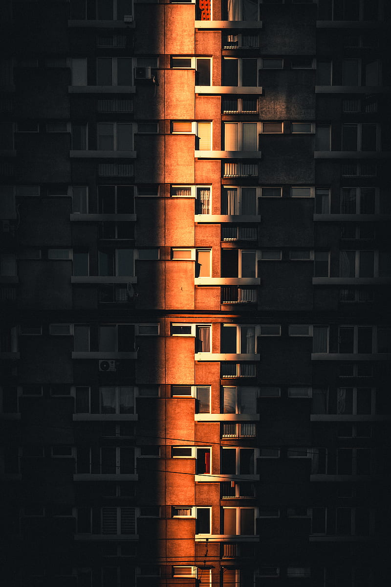 facade, architecture, building, apartments, light, HD phone wallpaper