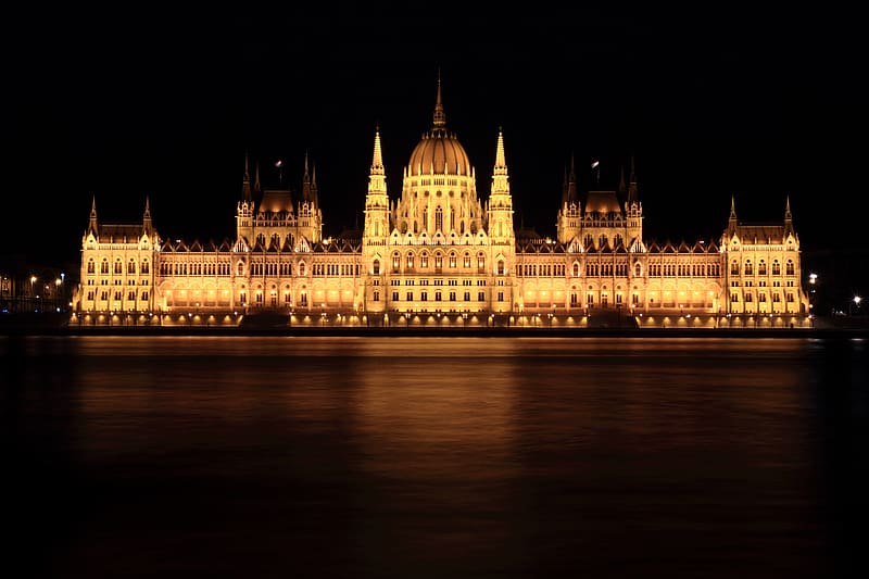 Night, Architecture, Monuments, Hungary, Budapest, Danube, , Hungarian Parliament Building, HD wallpaper