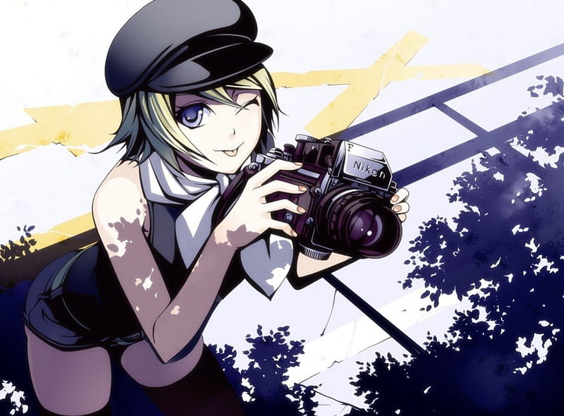 I can take a , pretty, camera, girl, anime, HD wallpaper