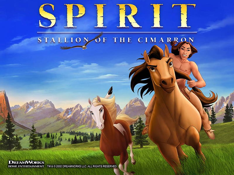 Spirit, Rain and Little Creek, spirit, little creek, spirit stallion of the cimarron, herd, rain, spirit, HD wallpaper