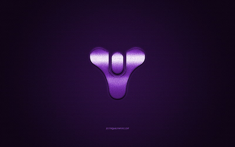 Destiny, popular game, Destiny purple logo, purple carbon fiber background, Destiny logo, Destiny emblem, HD wallpaper