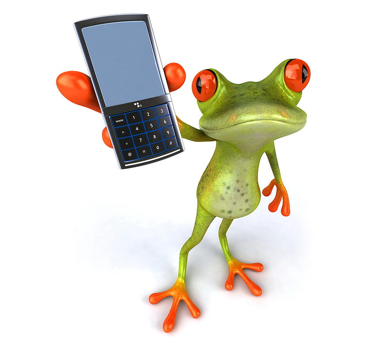 Cell Phone Frog, 3d, funny, HD wallpaper