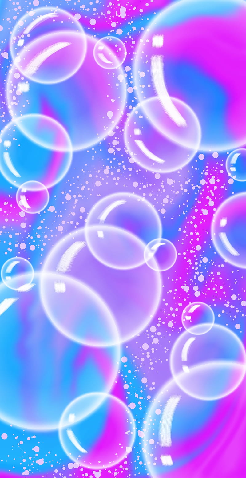 Bubbles, blue, colorful, pink, purple, HD phone wallpaper
