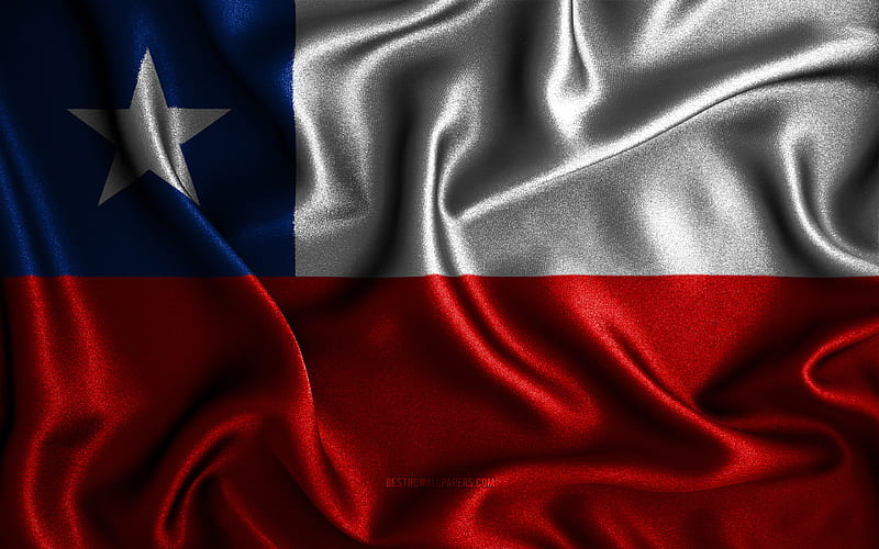 Chilean flag silk wavy flags, South American countries, national symbols, Flag of Chile, fabric flags, Chile flag, 3D art, Chile, South America, Chile 3D flag, HD wallpaper