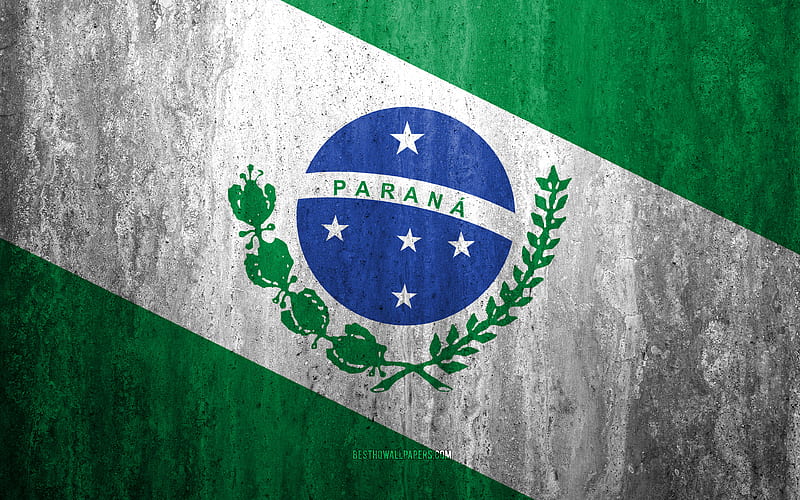 Flag of Parana stone background, Brazilian state, grunge flag, Parana State flag, Brazil, grunge art, Parana, flags of Brazilian states, HD wallpaper