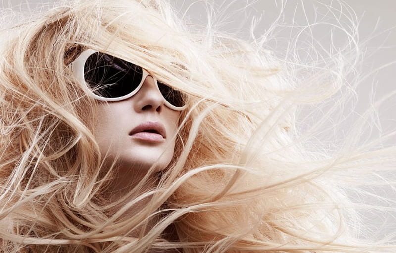 Windy Day, hair, windy, glasses, day, blowing, blonde, HD wallpaper