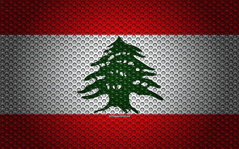 Flag of Lebanon creative art, metal mesh texture, Lebanon flag, national symbol, Lebanon, Asia, flags of Asian countries, HD wallpaper