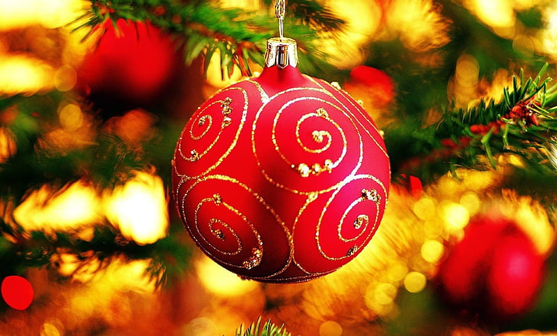 Red Christmas Globe, red, pretty, wonderful, stunning, christmas tree,  holidays, HD wallpaper | Peakpx