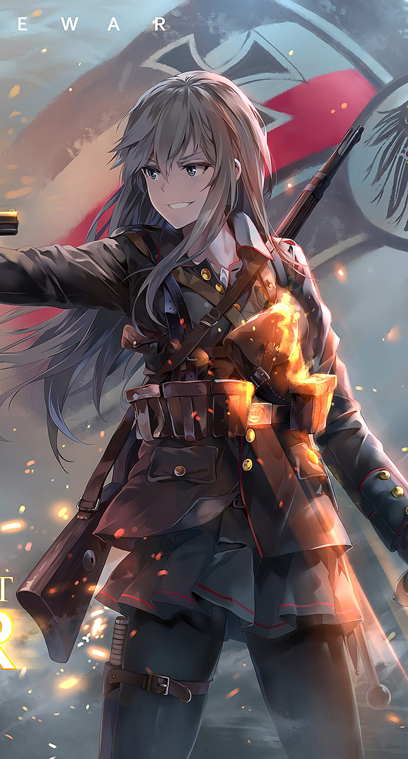Anime war girl, anime girl, anime girl gun, anime war, HD phone wallpaper