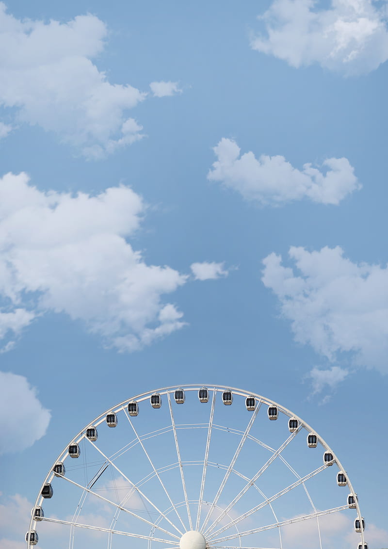 ferris wheel, sky, clouds, minimalism, HD phone wallpaper