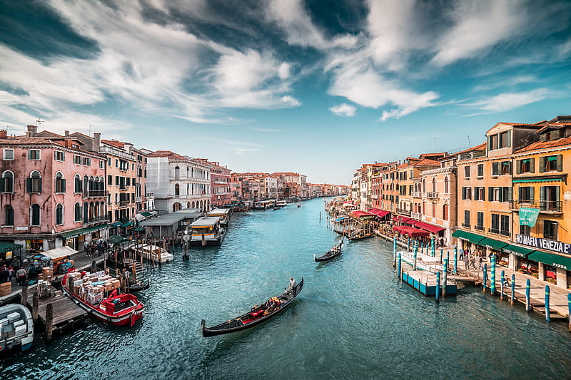 Italy Boats Venice Canal , italy, world, boats, HD wallpaper