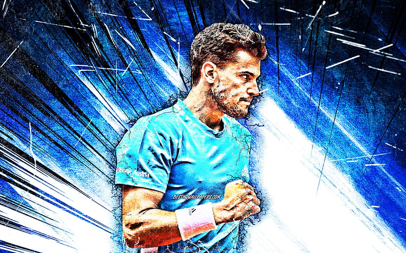 Dominic Thiem, grunge art, ATP, austrian tennis players, tennis, blue  abstract rays, HD wallpaper | Peakpx