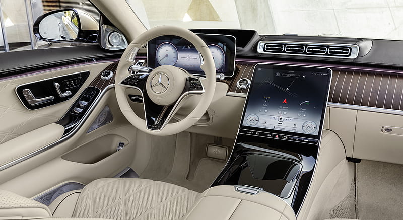 2021 Mercedes-Maybach S-Class (Leather Nappa macchiato beige / bronze brown pearl) - Interior , car, HD wallpaper
