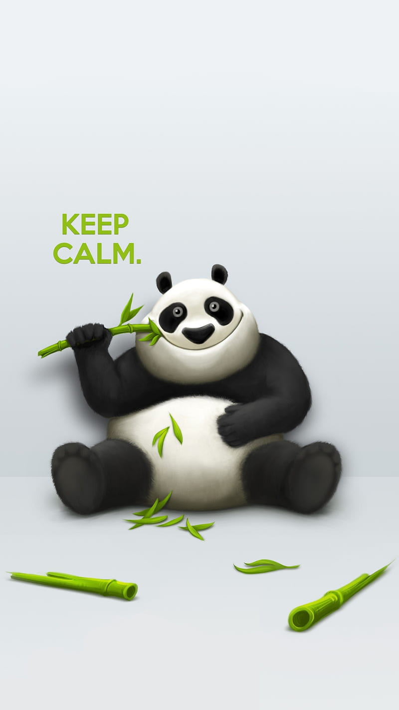 Hungry Panda, be calm, cartoon, drawings, eating, funny, humor, HD phone wallpaper