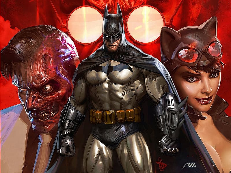 Batman, Catwoman, Comics, Two Face, HD wallpaper