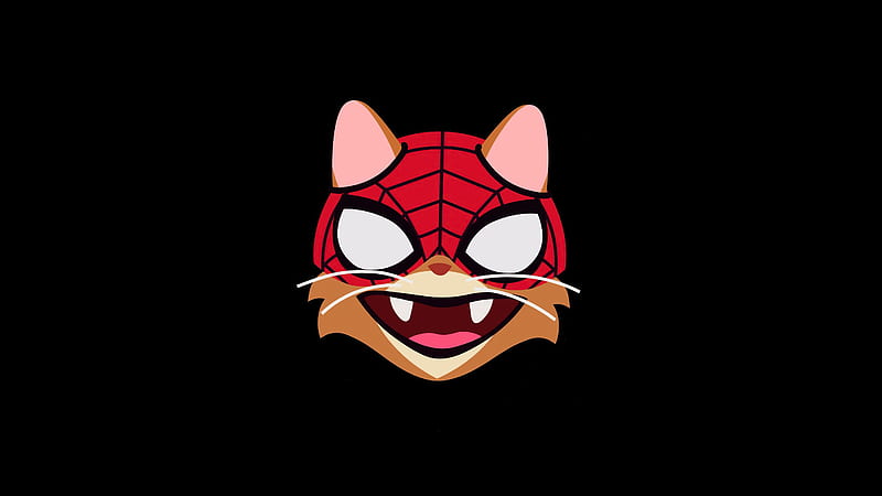 Cat Spiderman Minimal , spiderman, superheroes, artist, artwork, digital-art, minimalism, minimalist, dark, black, HD wallpaper