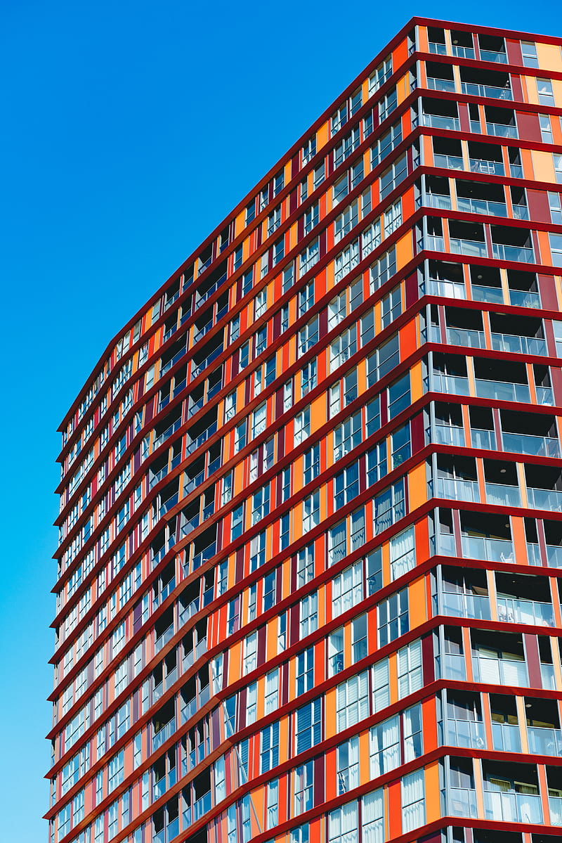 orange concrete building, HD phone wallpaper