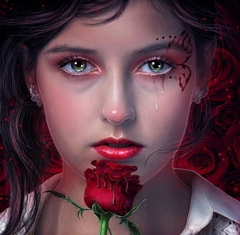 heartbroken girl crying blood