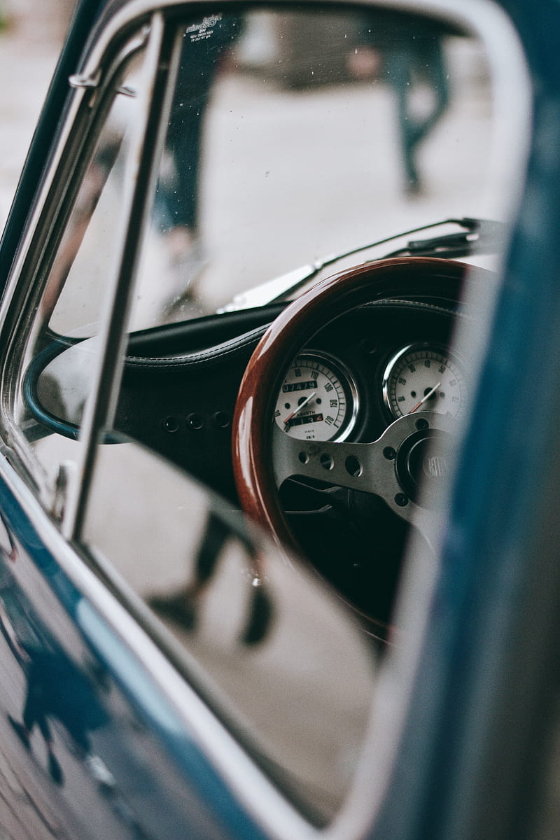 steering wheel, salon, retro, vintage, car, HD phone wallpaper