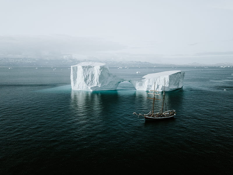 sea, iceberg, ship, ice, water, HD wallpaper