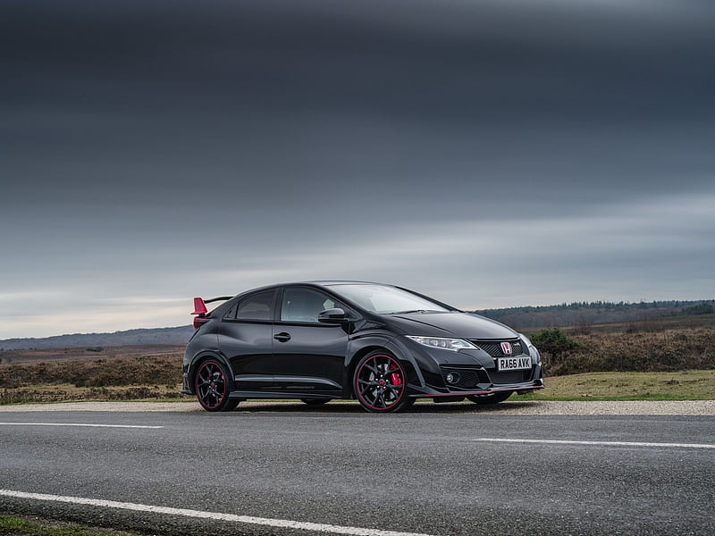 2017 Honda Civic Type R Black Edition, Black, Wing, Road, Red Accents, HD wallpaper