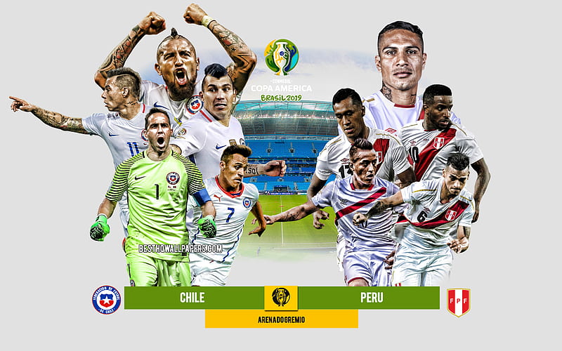 Chile vs Peru, 2019 Copa America, semifinal, football match, Brazil 2019, football tournament, Arena do Gremio, football, HD wallpaper