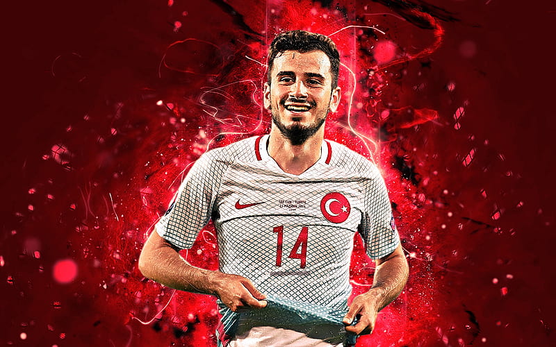 Oguzhan Ozyakup, midfielder, Turkey National Team, fan art, Ozyakup, soccer, footballers, abstract art, neon lights, Turkish football team, HD wallpaper