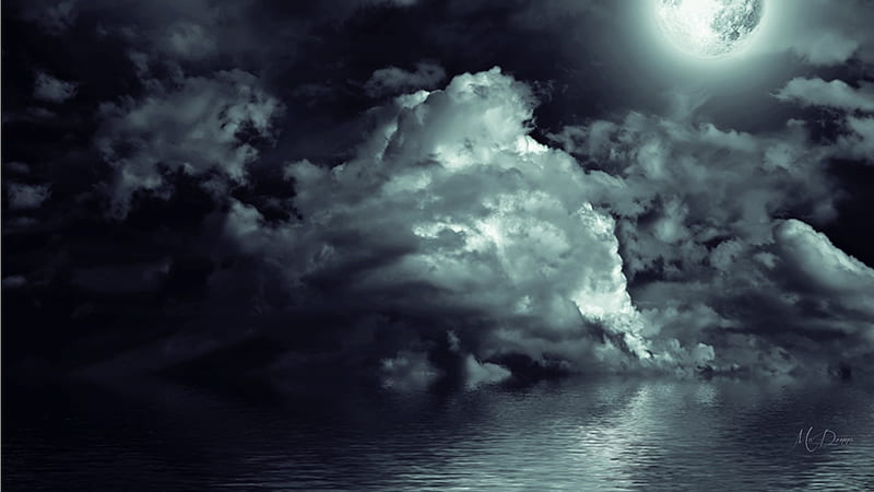 Moon Light, full moon, dark, clouds, sky, storm, sea, HD wallpaper | Peakpx