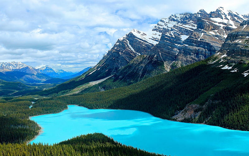 Peyto Lake in Canada, turquoise, lakes, mountains, aqua, nature, blue, HD wallpaper