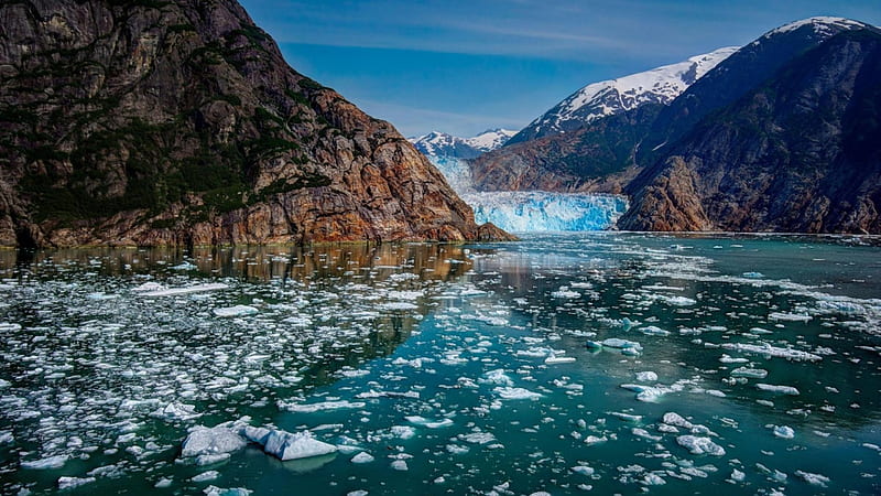 glacier bay national park in alaska, ice, glacier, bay, mountains, HD wallpaper