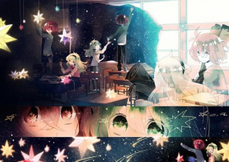 Classroom Planetarium, Anime Friends, Stars, Anime Guy, Anime, Space, Friends, Classroom, Planetarium, Planets, Anime Girl, HD wallpaper