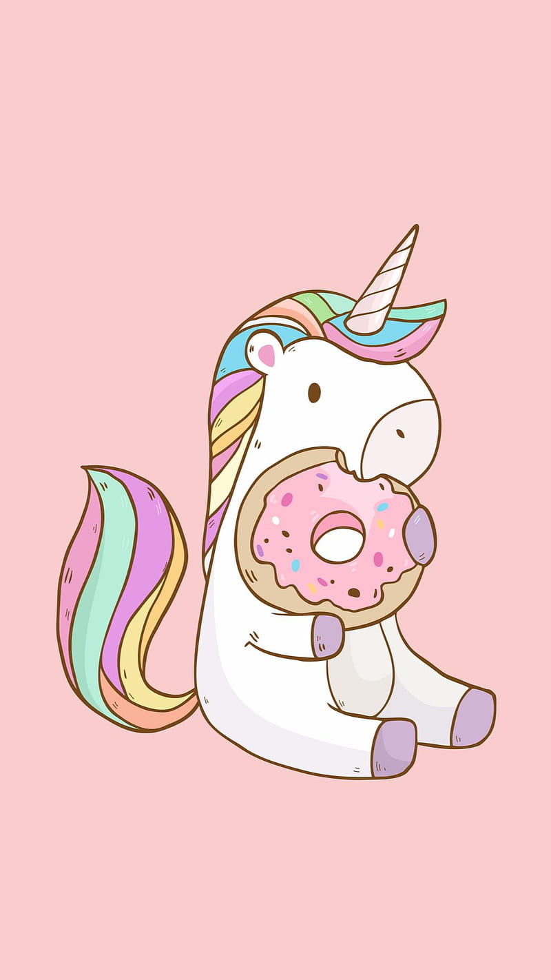 Unicorn and Donut , cute, unicorns, HD phone wallpaper