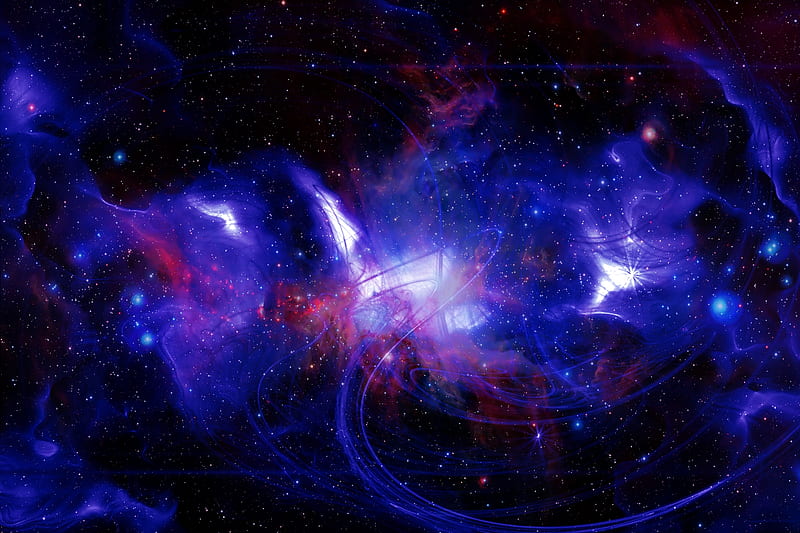Neon Dust Clouds, Stars, Blue, Universe, Space, HD wallpaper