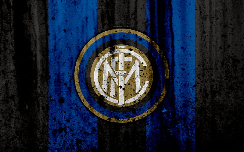FC Inter Milan logo, Internazionale, Serie A, stone texture, Inter Milan, grunge, soccer, football club, Inter Milan FC, HD wallpaper