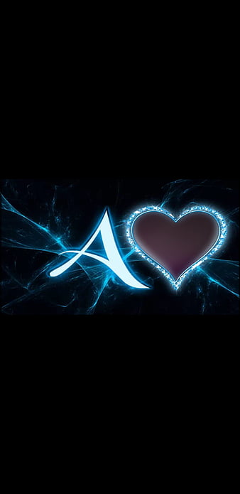 a letter, lightning letter, blue, black, heart, HD mobile wallpaper