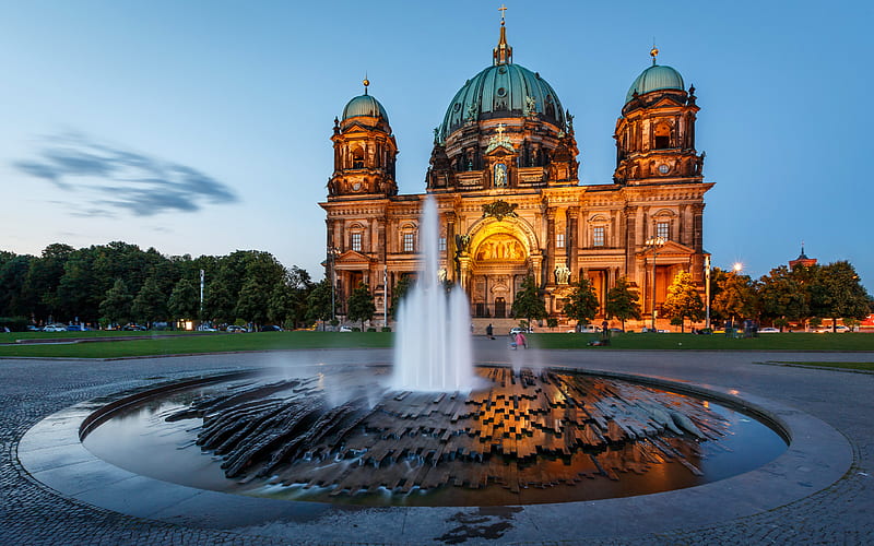 Berlin Cathedral, evening, Berliner Dom, german landmarks, Germany, Europe, Berlin, HD wallpaper