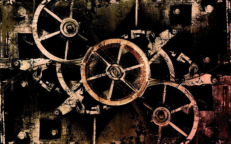 gears, Mechanical, Technics, Metal, Steel, Abstract, Abstraction, Steampunk, Mechanism, Machine, Engineering, Gear / and Mobile Background, HD wallpaper