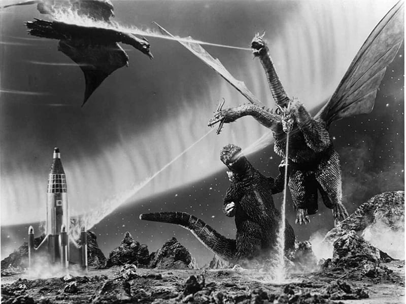 1964 Ghidorah The Three Headed Monster, monster, scifi, movie, bw, HD wallpaper