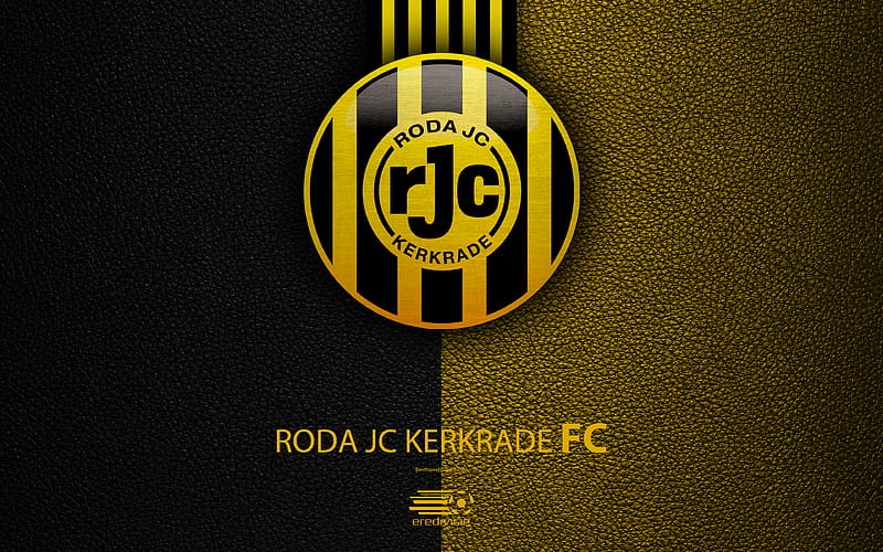 Roda JC Kerkrade FC Dutch football club, leather texture, logo, emblem, Eredivisie, Kerkrade, Netherlands, football, Dutch Football Championship, HD wallpaper