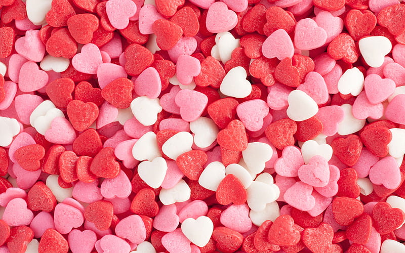 corazones, candy sweets, love texture, HD wallpaper