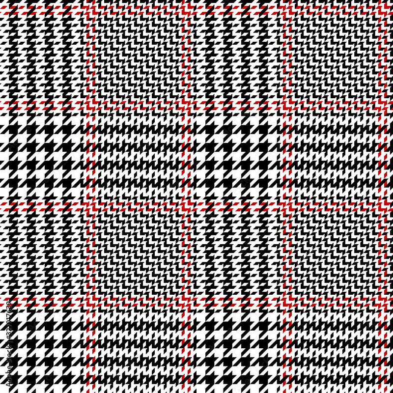 Glen check plaid pattern. Seamless vector plaid background texture in black, red, and white for jacket, skirt, trousers, or other modern autumn or winter tweed textile design. Stock Vector, Black and Grey Plaid, HD phone wallpaper