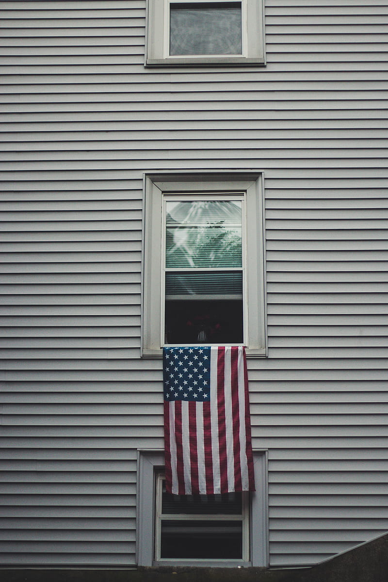 USA flag on window pane, HD phone wallpaper